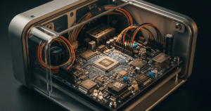 Computerplatine im Metallgehäuse