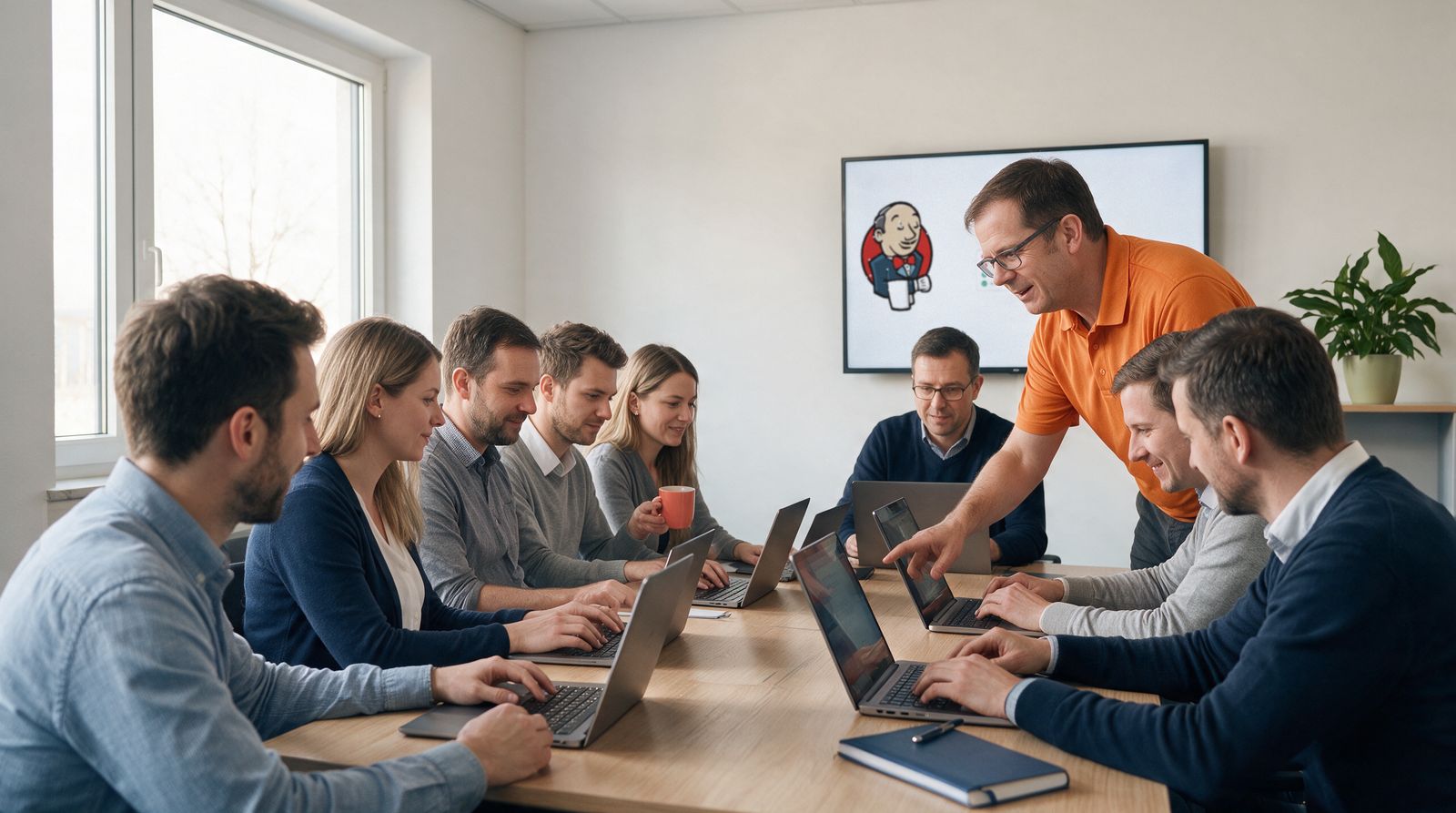 Trainer hilft beim ersten Jenkins-Job