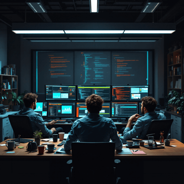 DevOps Team im Alltag am Morgen
